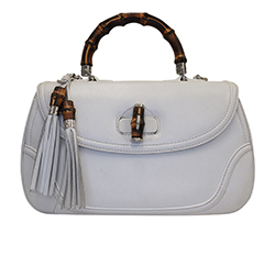 Bamboo Handbag, Leather, White, 2240241